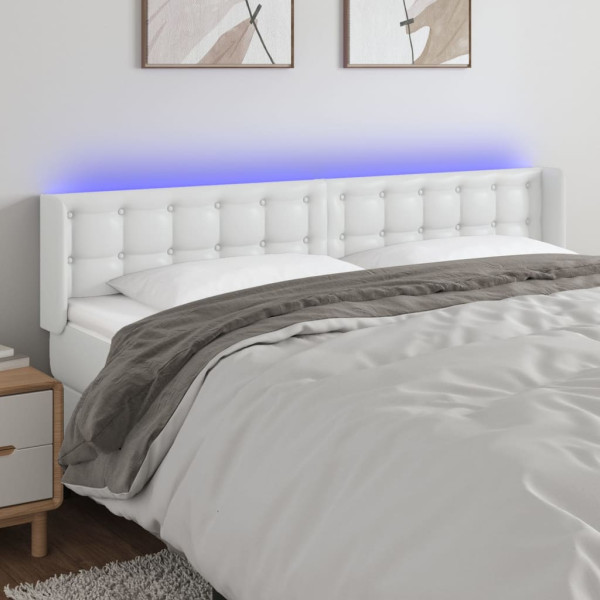 Cabecero con LED cuero sintético blanco 163x16x78/88 cm D