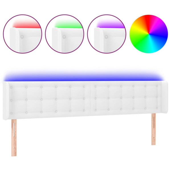 Cabecero con LED cuero sintético blanco 163x16x78/88 cm M 2
