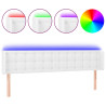 Cabecero con LED cuero sintético blanco 163x16x78/88 cm 2