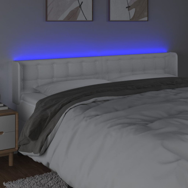 Cabecero con LED cuero sintético blanco 163x16x78/88 cm M 4