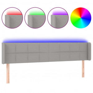 Cabeceira cama c/ luzes LED tecido 183x16x78/88 cm cinza-claro H