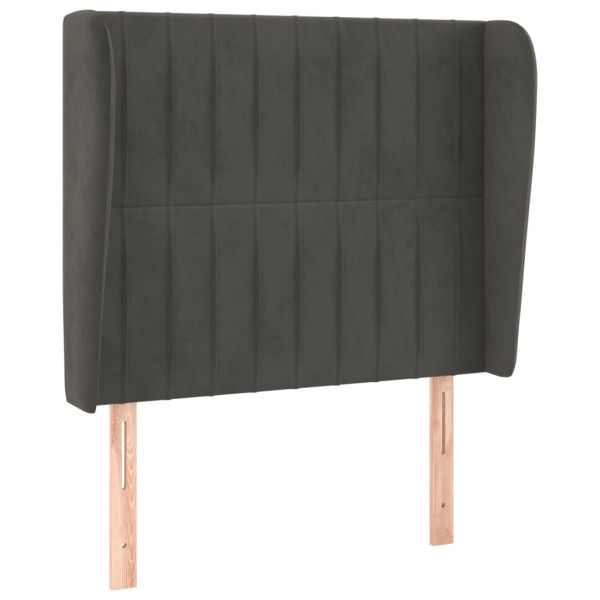 Cabecero con orejas de terciopelo gris oscuro 83x23x118/128 cm M 2
