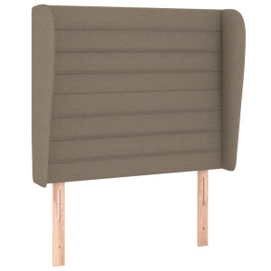 Cabecero con orejas de tela gris taupe 83x23x118/128 cm H