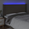Cabeceira cama c/ LED tecido 163x16x118/128cm cinza-acastanhado 4