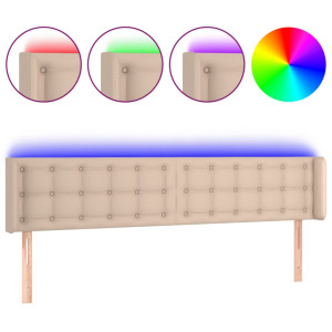 Cabeceira cama LED couro artificial 163x16x78/88 cm cappuccino H