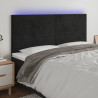 Cabeceira de cama c/ luzes LED veludo 180x5x118/128 cm preto 1