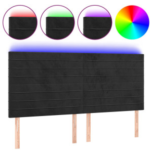 Cabecero con luces LED terciopelo negro 180x5x118/128 cm H
