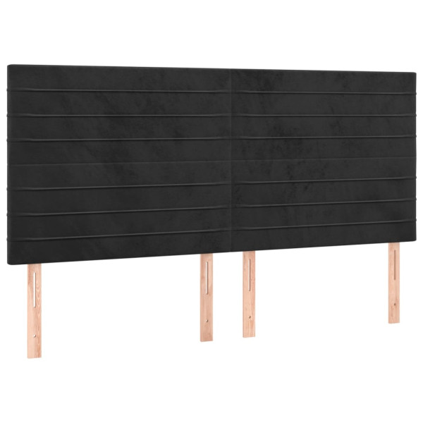 Cabeceira de cama c/ luzes LED veludo 180x5x118/128 cm preto M 4