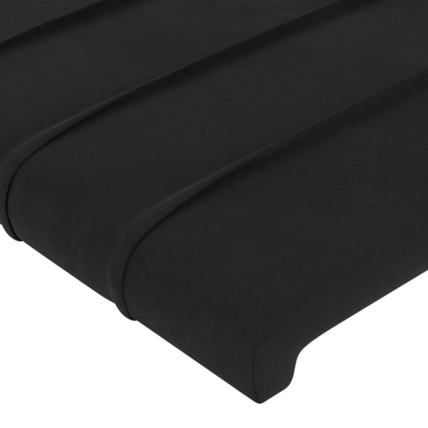 Cabeceira de cama c/ luzes LED veludo 180x5x118/128 cm preto M 5