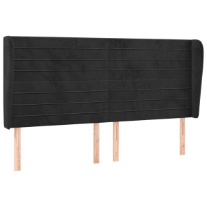 Cabecero con orejas de terciopelo gris claro 183x23x118/128 cm H