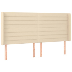 Cabecero con orejas de tela color crema 203x16x118/128 cm H