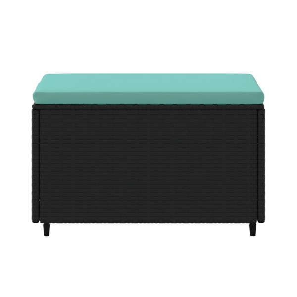 Reposapiés de jardín con cojín ratán sintético negro M 4