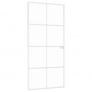 Puerta de interior vidrio templado y aluminio blanco 93x201.5cm H