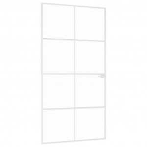 Puerta interior vidrio templado y aluminio blanco 102x201.5 cm H