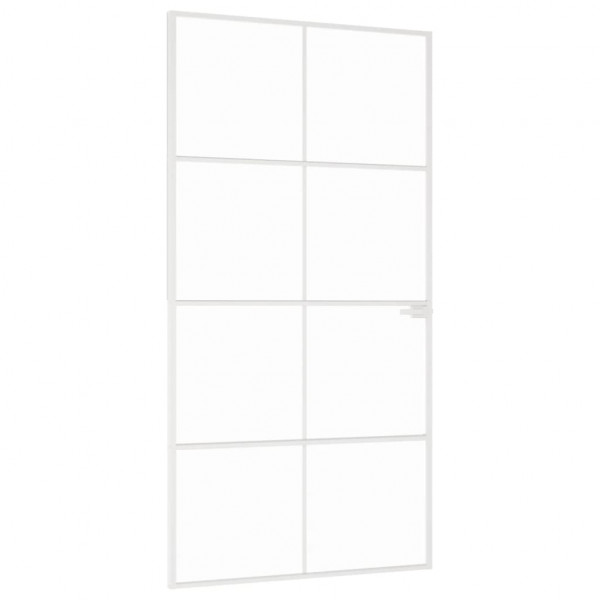 Puerta interior vidrio templado y aluminio blanco 102x201.5 cm M 2