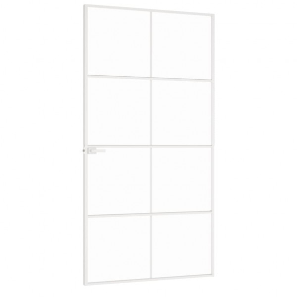 Puerta interior vidrio templado y aluminio blanco 102x201.5 cm M 4