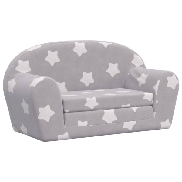 Sofá cama infantil 2 plazas felpa suave gris claro estrellas M 2