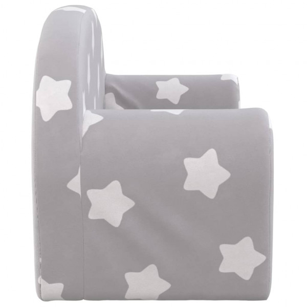Sofá cama infantil 2 plazas felpa suave gris claro estrellas M 5