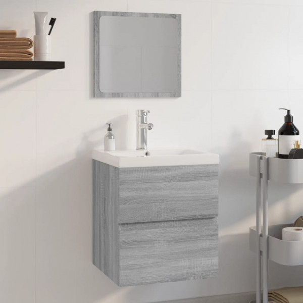 Set de muebles de baño madera contrachapada gris Sonoma D