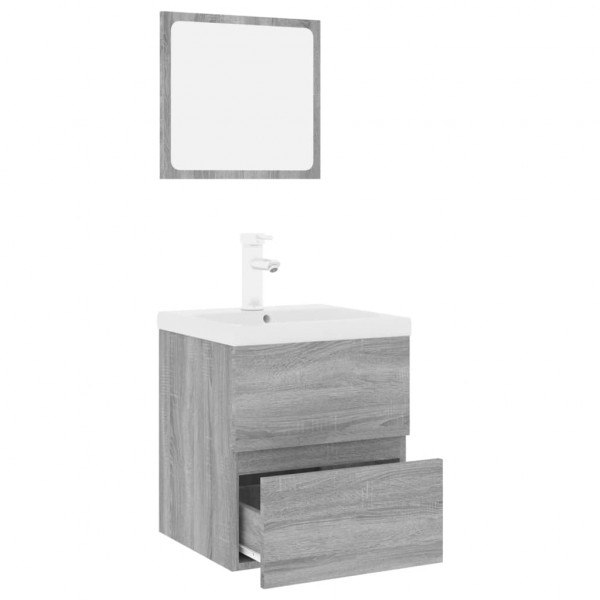 Set de muebles de baño madera contrachapada gris Sonoma M 3