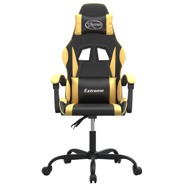 Cadeira gaming giratória couro artificial preto e dourado M 3