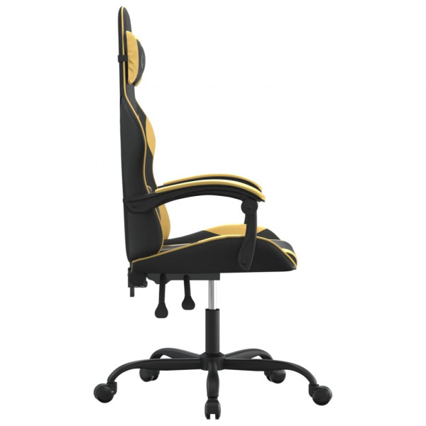 Silla gaming giratoria cuero sintético negro y dorado M 4