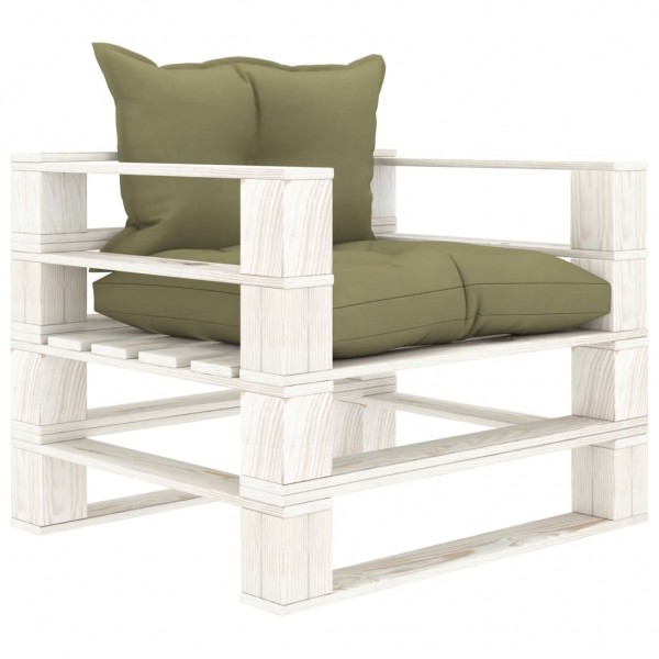 Sofá de palets para jardín madera con cojines beige D