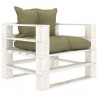 Sofá de palets para jardín madera con cojines beige 1
