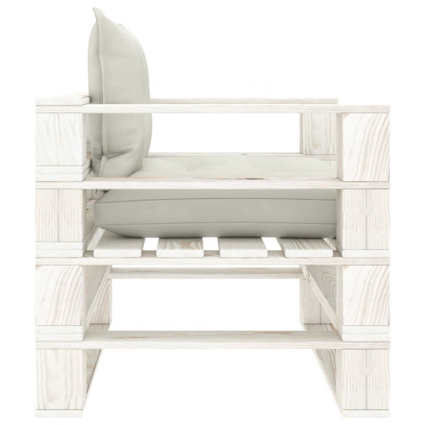 Sofá de palets para jardín madera con cojines beige M 3
