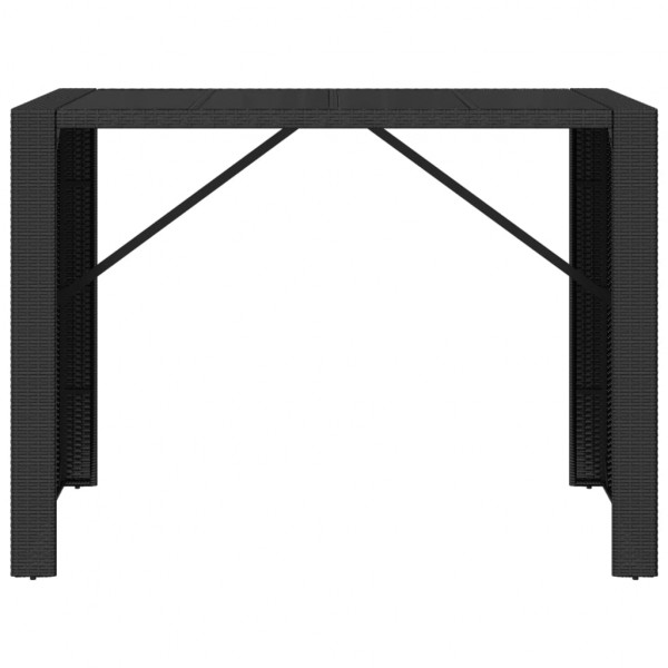 Mesa alta bar ratán PE y superficie vidrio negro 145x80x110 cm M 3