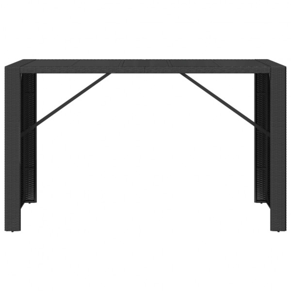 Mesa de bar com tampo de vidro 185x80x110 cm vime PE preto M 3