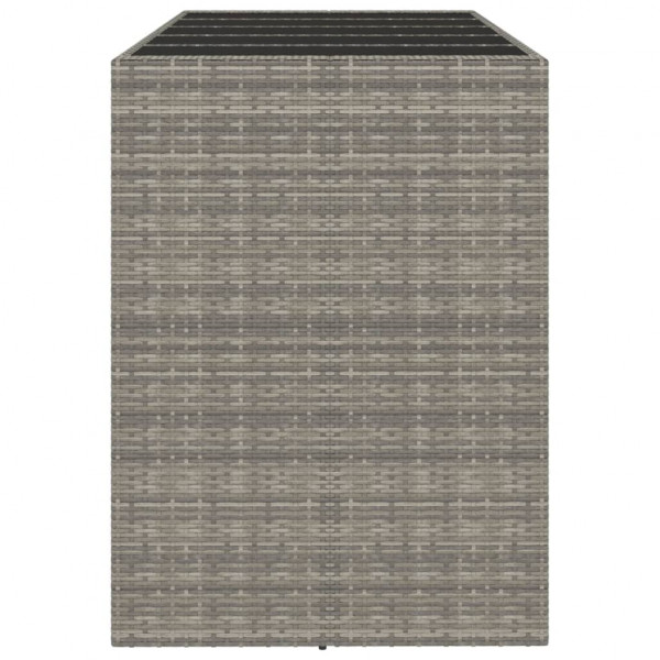 Mesa alta bar con superficie vidrio ratán PE gris 185x80x110 cm M 4