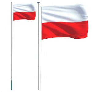 Mástil y bandera de Polonia aluminio 6.23 m H