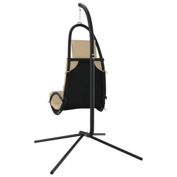 Silla colgante de jardín con cojín acero y tela Oxford crema M 5