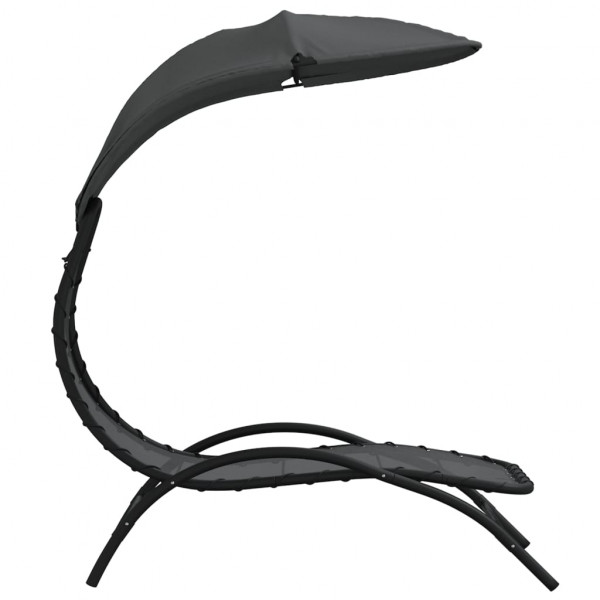 Tumbona con toldo acero y tela gris oscuro 167x80x195 cm M 4