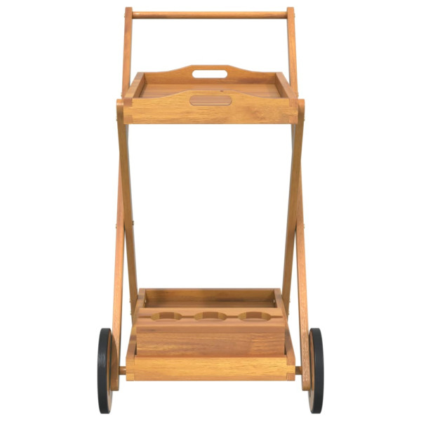 Carrito camarera madera maciza de acacia 54x87x90 cm M 4
