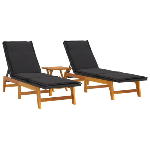 Set de muebles de jardín 3 piezas ratán sintético madera acacia M 3