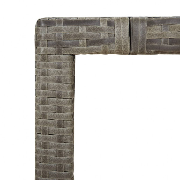 Mesa de jardín ratán PE gris y superficie madera maciza acacia M 5