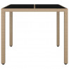 Mesa de jardín ratán beige y superficie de vidrio templado 3