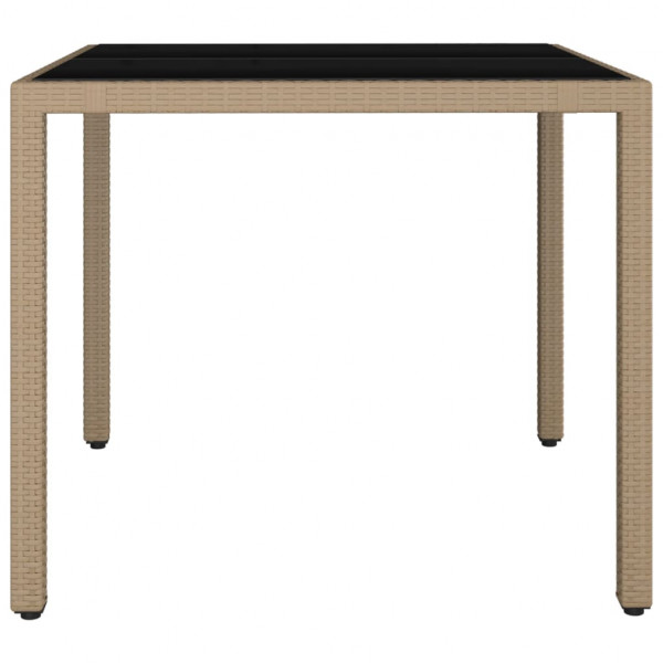 Mesa de jardín ratán beige y superficie de vidrio templado M 4