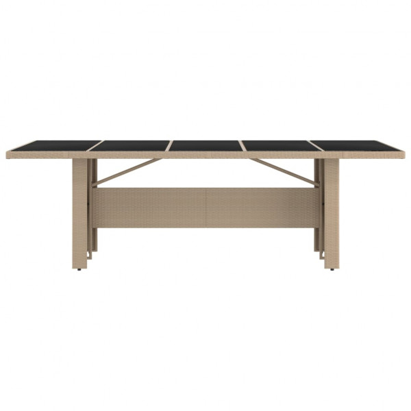 Mesa de jardín ratán beige y superficie de vidrio templado M 3