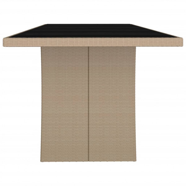 Mesa de jardín ratán beige y superficie de vidrio templado M 4