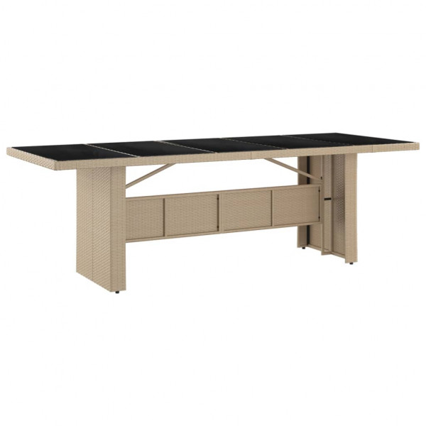 Mesa de jardín ratán beige y superficie de vidrio templado M 5