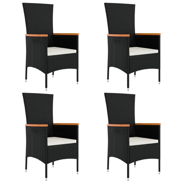 Set de muebles jardín 5 pzas con cojines ratán sintético negro M 4