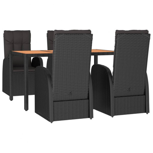 Set de muebles jardín 5 pzas con cojines ratán sintético negro M 3