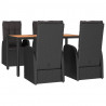 Set de muebles jardín 5 pzas con cojines ratán sintético negro 3