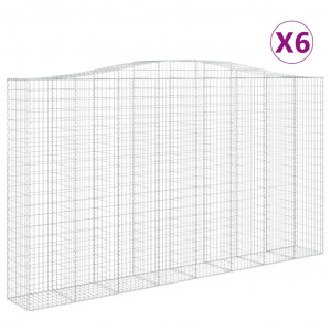 Cestos gabião arqueados 6pcs 400x50x220/240cm ferro galvanizado H