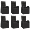 7 pcs conjunto de jantar p/ jardim vime PE/acácia maciça preto 4