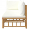 Set de muebles de jardín 2 piezas bambú y cojines blanco crema 4