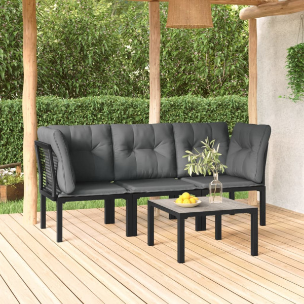 Set de muebles de jardín 4 piezas ratán sintético negro y gris M 5
